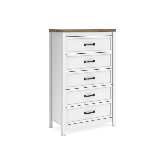Kerisden - Five Drawer Chest - White / Brown image 1