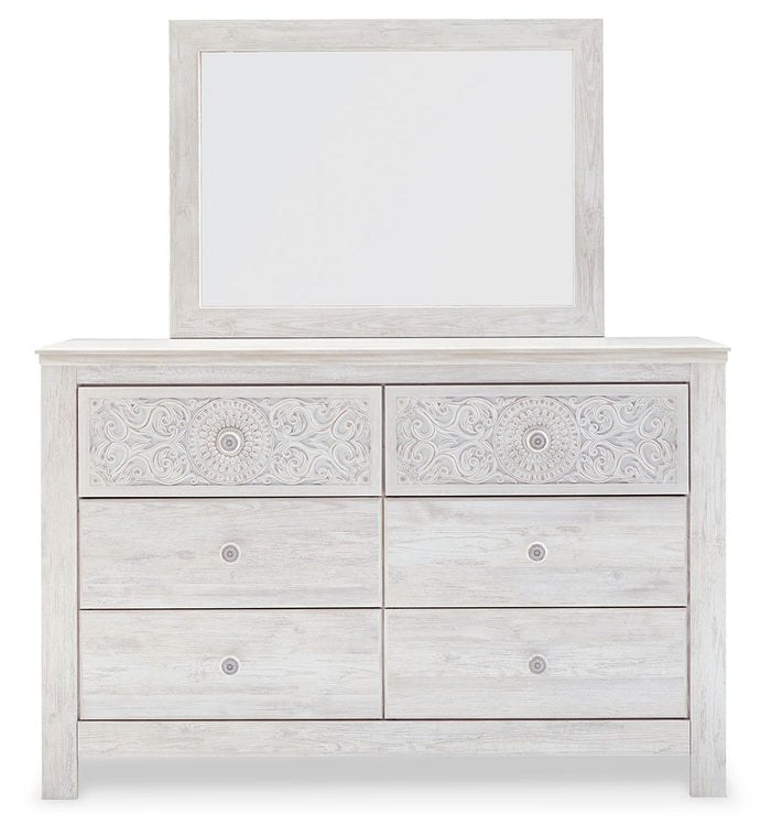 Paxberry - Dresser, Mirror - Medallion Drawer Pulls - Whitewash image 4