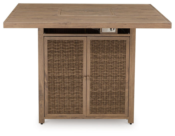 Walton Bridge - Square Bar Table W/Fire Pit - Driftwood image 4