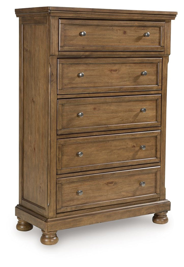 Feddinger - Five Drawer Chest - Medium Brown image 1