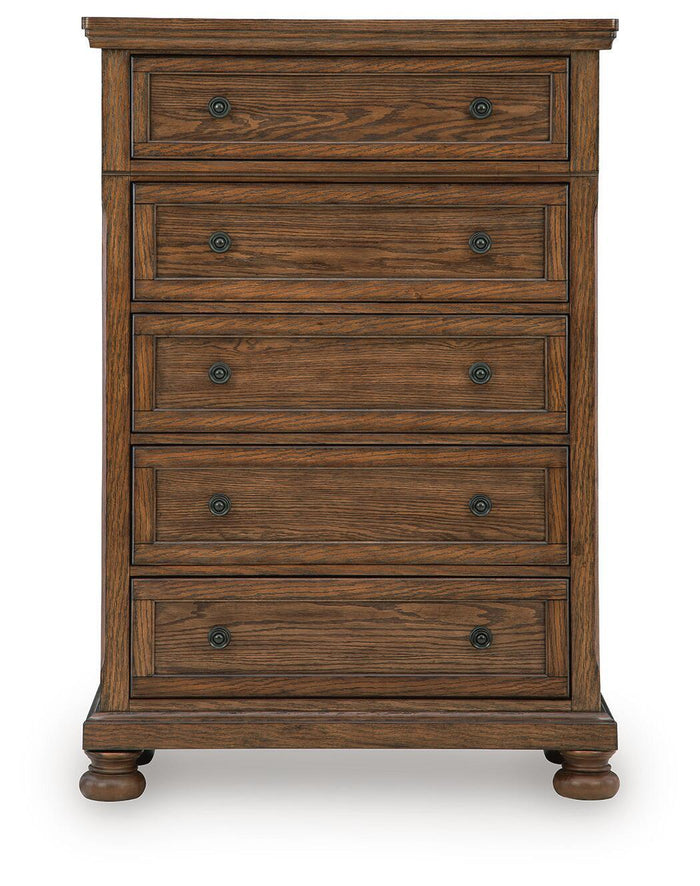 Zackaryn - Five Drawer Chest - Warm Brown image 4