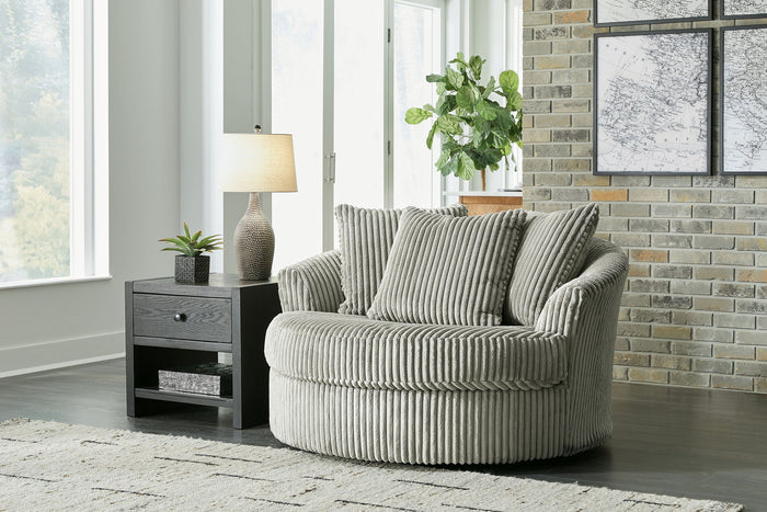 Lindyn - Oversized Swivel Accent Chair - Fabric - Fog image 4