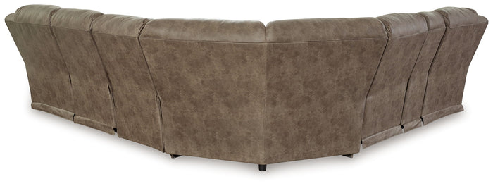 Ravenel - 4-Piece Power Reclining Sectional With Laf Power Reclining Loveseat With Console - Faux Leather - Fossil image 4