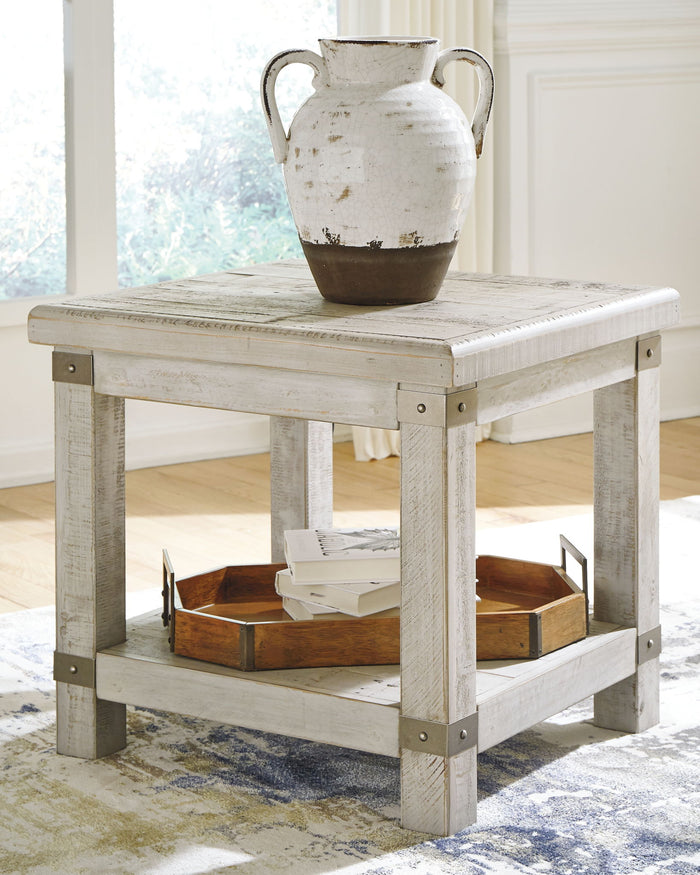 Carynhurst - Rectangular End Table - White Wash Gray image 4