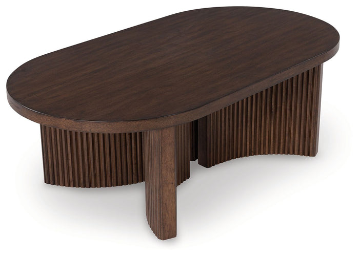 Korestone - Oval Cocktail Table - Dark Brown image 4