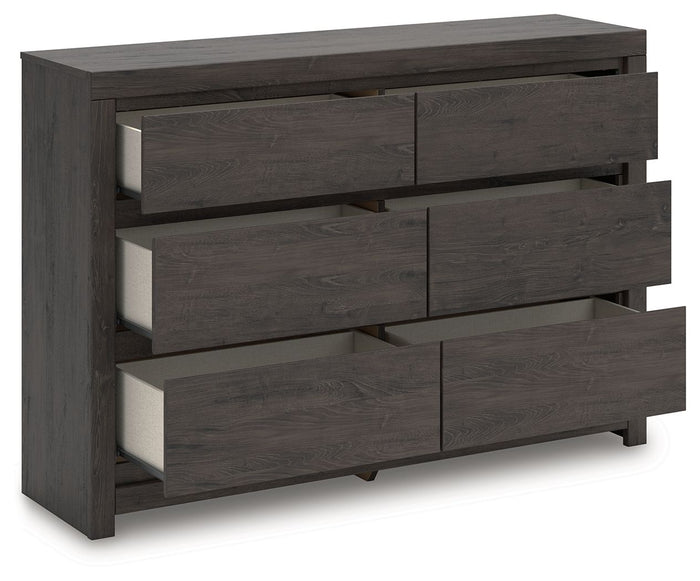 Fraluna - Six Drawer Dresser - Charcoal image 2