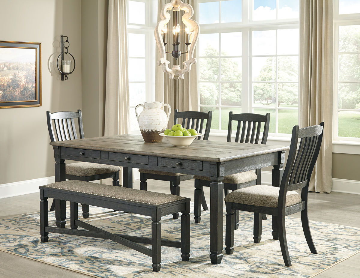 Dark Gray / 6 Pc. Table, 4 Chairs, Bench