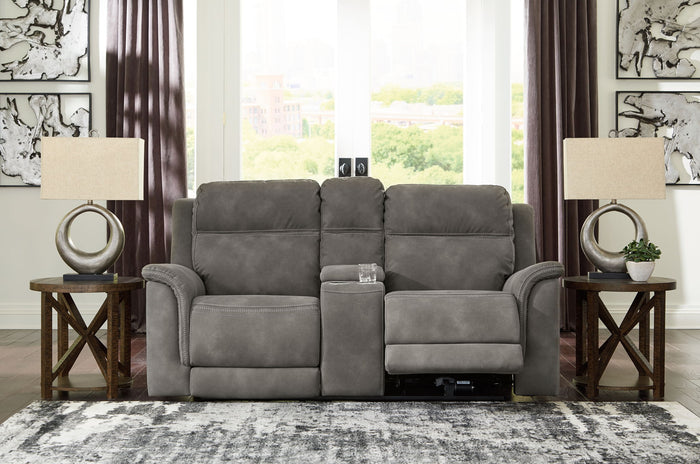 Next-Gen Durapella - Pwr Rec Loveseat/Con/Adj Hdrst - Microfiber - Slate image 4