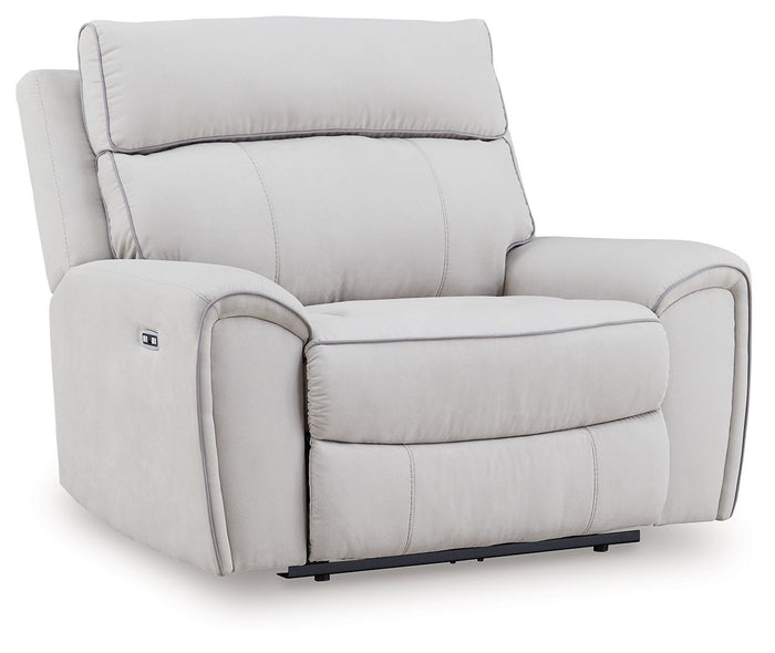 Social Pointe - Power Recliner / Adjustable Headrest - Pearl / Ash image 1