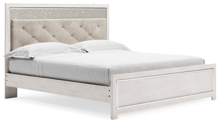 Altyra - King Panel Bed With Upholstered Headboard - White image 1