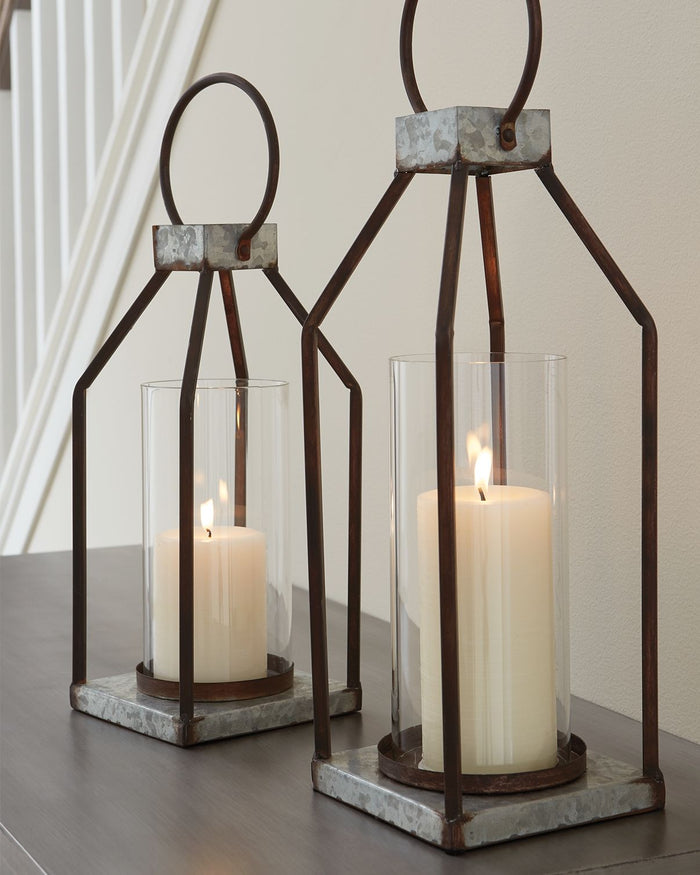 Diedrick - Lantern Set (Set of 2) - Gray / Black image 4