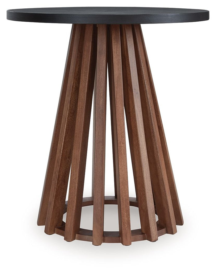 Kallari - Round End Table - Warm Brown / Black image 1