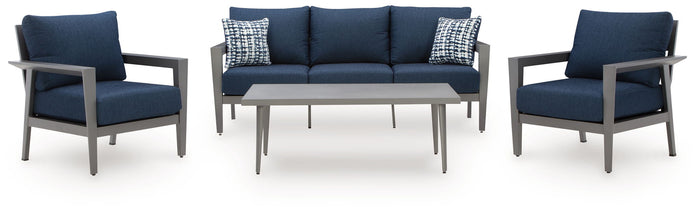Gali - Sofa / Chairs / Table Set (Set of 4) - Gray / Blue image 1