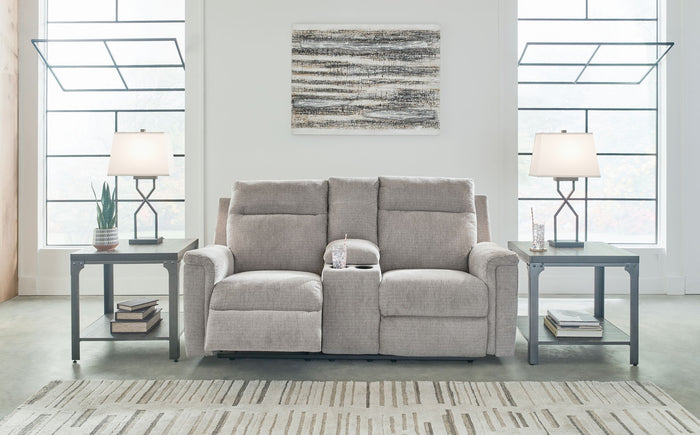 Barnsana - Dbl Power Reclining Loveseat with Console - Ash image 3