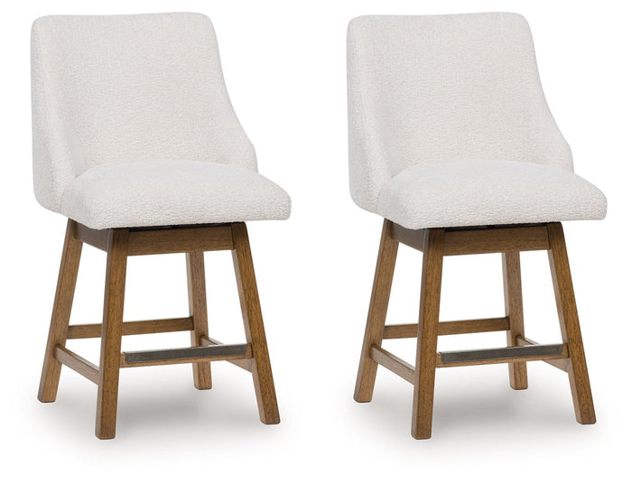 Cabalynn - Upholstered Swivel Barstool (Set of 2) - Oatmeal / Light Brown image 1