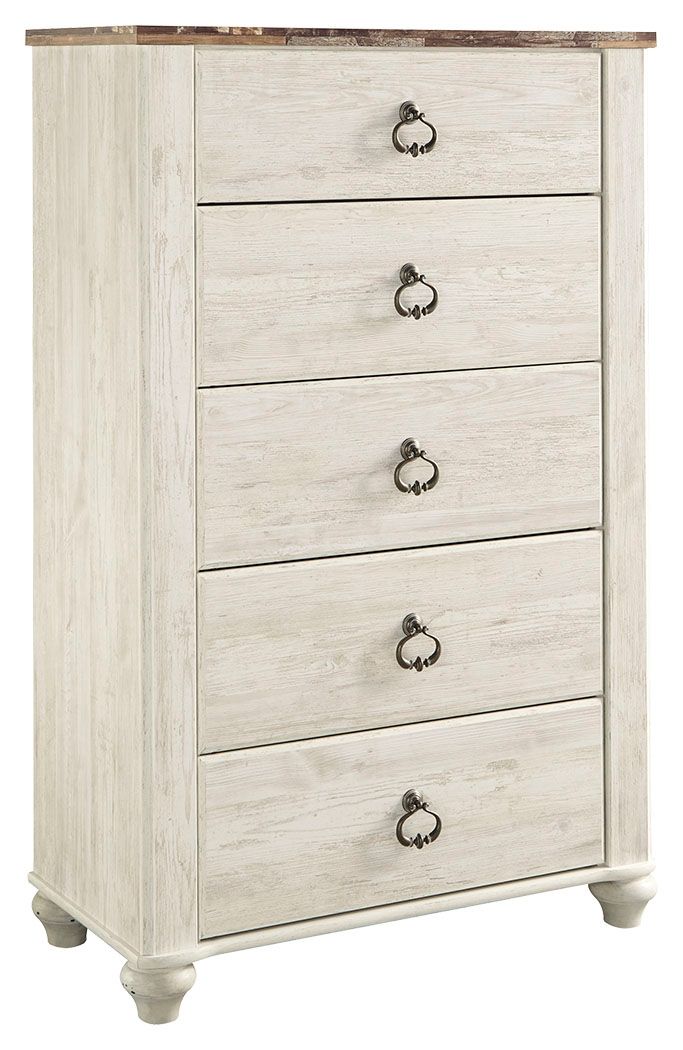 Willowton - Five Drawer Chest - Brown / Beige / White image 1