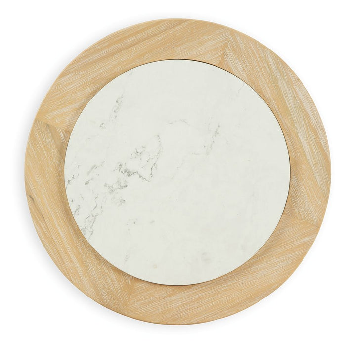 Camdill - Round End Table - Light Brown / White image 3