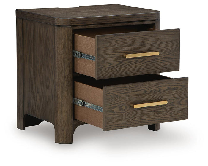 Radkin - Two Drawer Night Stand - Burnished Brown image 4