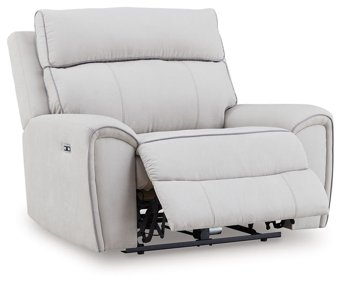 Social Pointe - Power Recliner / Adjustable Headrest - Pearl / Ash image 4