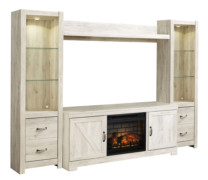 Bellaby - Entertainment Center - TV Stand With Faux Firebrick Fireplace Insert - Whitewash image 1