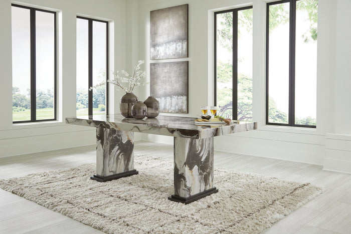 Jeshina - Dining Table - Dark Brown / Beige image 3