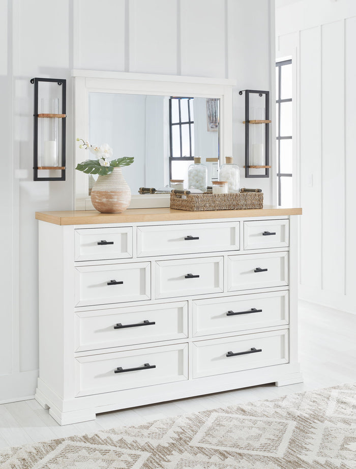 Ashbryn - Dresser And Mirror - White / Natural image 4