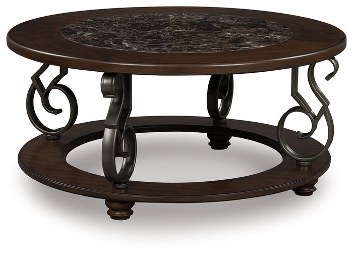 Frallyn - Round Cocktail Table - Dark Brown image 1