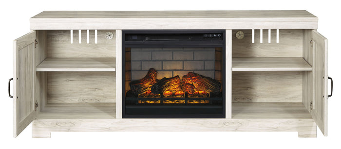 Bellaby - 63" TV Stand With Faux Firebrick Fireplace Insert - Whitewash image 4