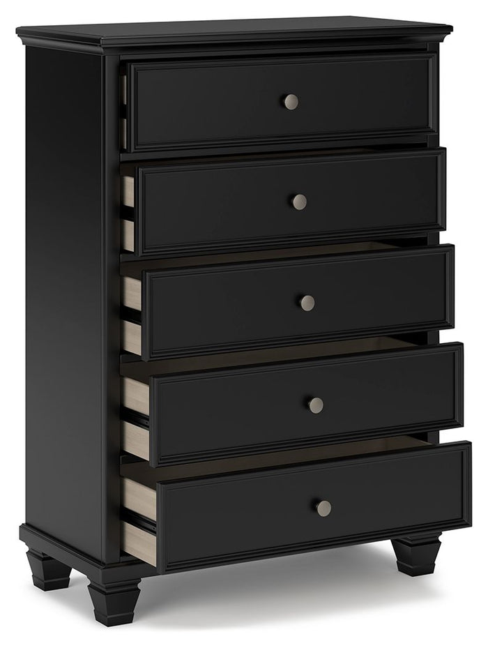 Lanolee - Five Drawer Chest - Black image 4