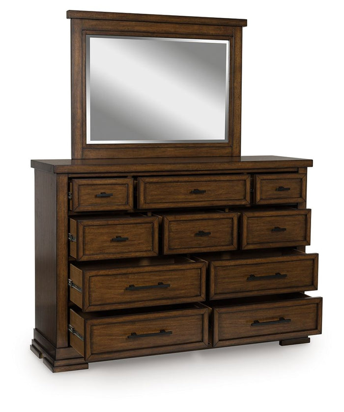 Taffenbrook - Dresser And Mirror - Medium Brown image 4