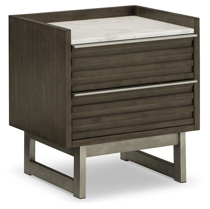 Arkenton - Two Drawer Night Stand - Grayish Brown / White image 1