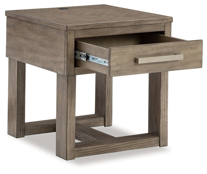 Loyaska - Rectangular End Table - Grayish Brown image 4