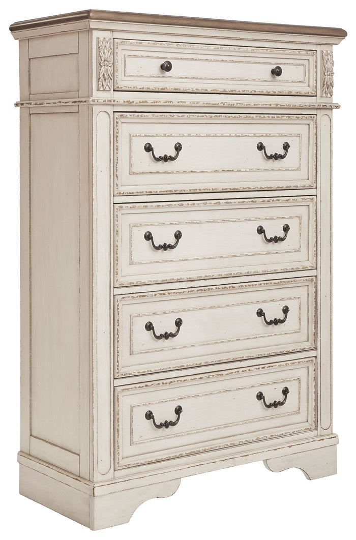 Realyn - Five Drawer Chest - White / Brown / Beige image 1