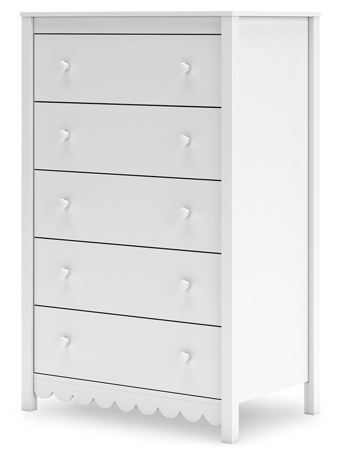 Hallityn - Five Drawer Chest - White image 4