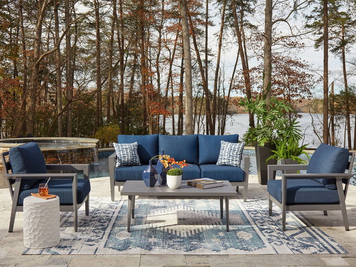 Gali - Sofa / Chairs / Table Set (Set of 4) - Gray / Blue image 4