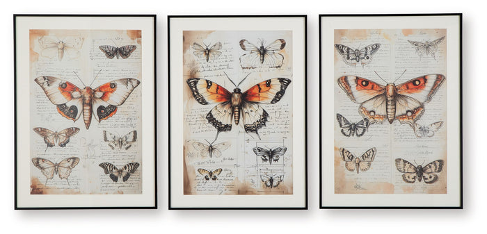 Jossletts - Wall Art Set (Set of 3) - Orange / Black / Ivory image 1