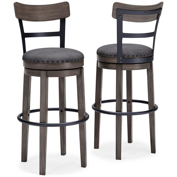 Caitbrook - Tall UPH Swivel Barstool - Gray image 4