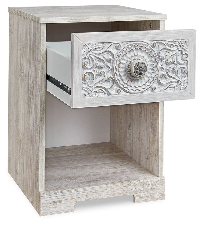 Paxberry - One Drawer Night Stand - Open Cubby - Whitewash image 4