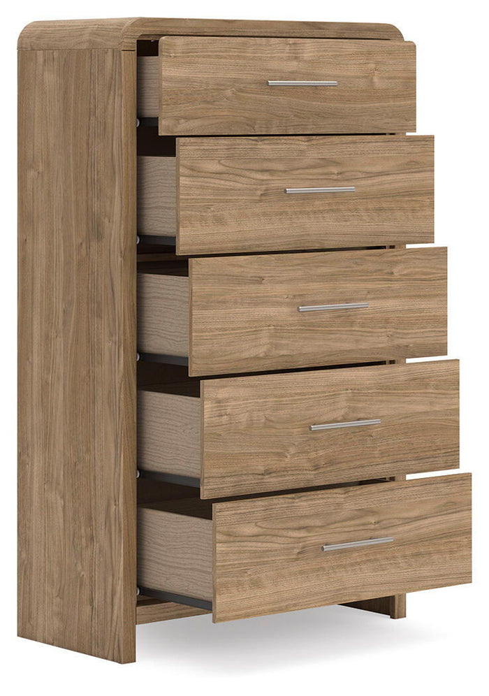 Gramburg - Five Drawer Chest - Warm Natural Brown image 4