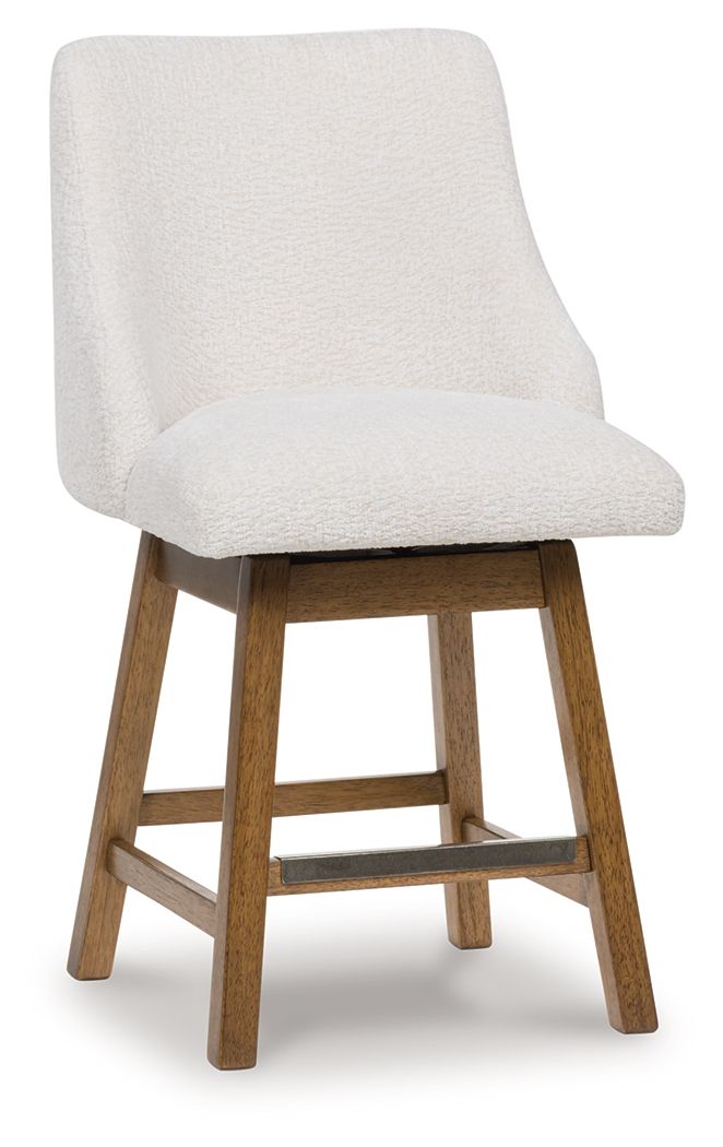 Cabalynn - Upholstered Swivel Barstool (Set of 2) - Oatmeal / Light Brown image 4