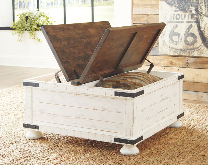 Wystfield - Cocktail Table with Storage - White / Brown image 4