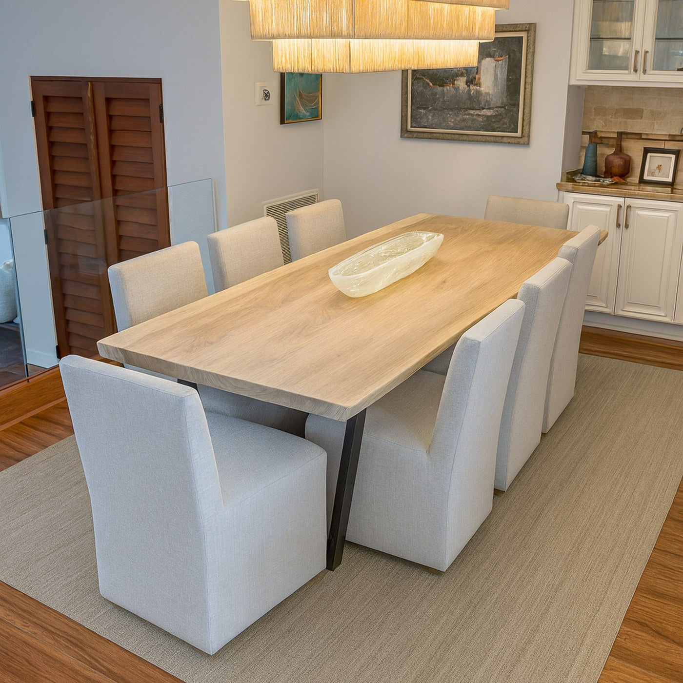 Live edge table in a living space