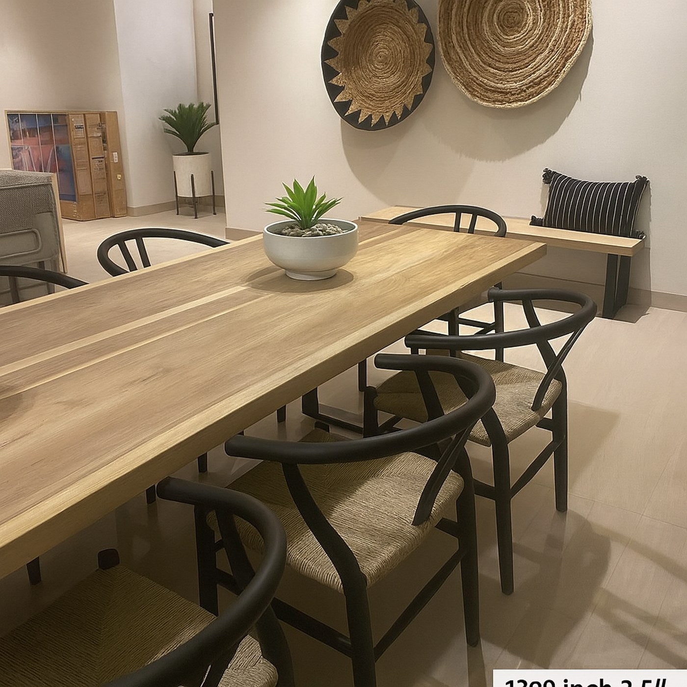 Live edge table grain and edge detail
