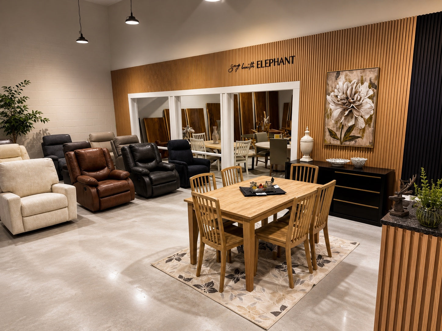 HEFT Home showroom live edge and solid wood display