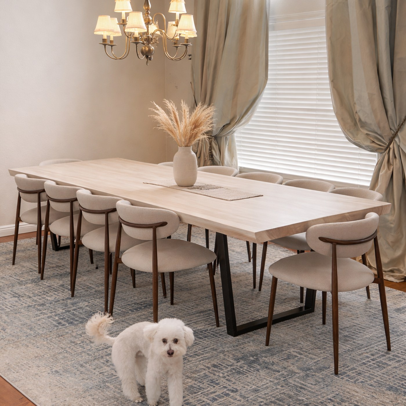 Bleached live edge dining table