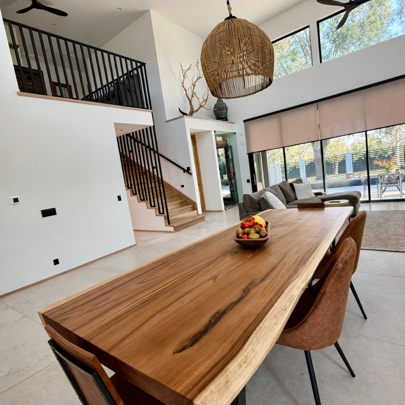 Natural finish live edge dining