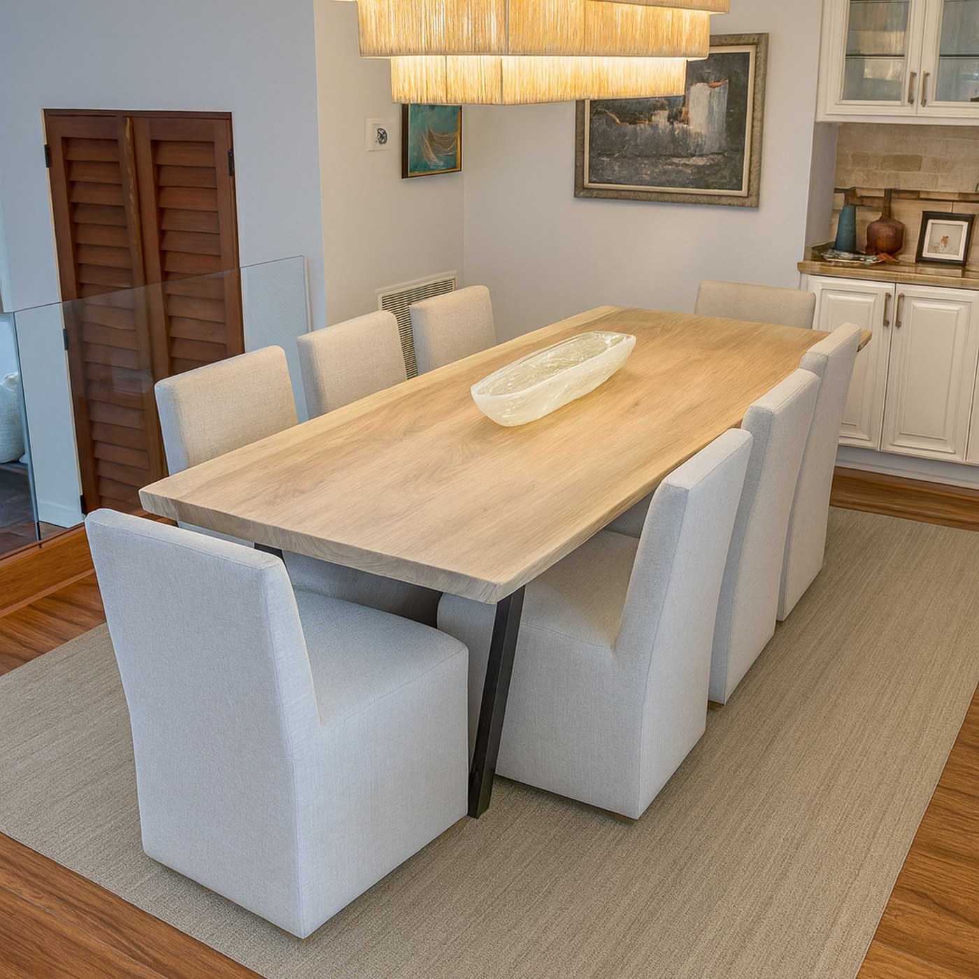 Bleached live edge in living room