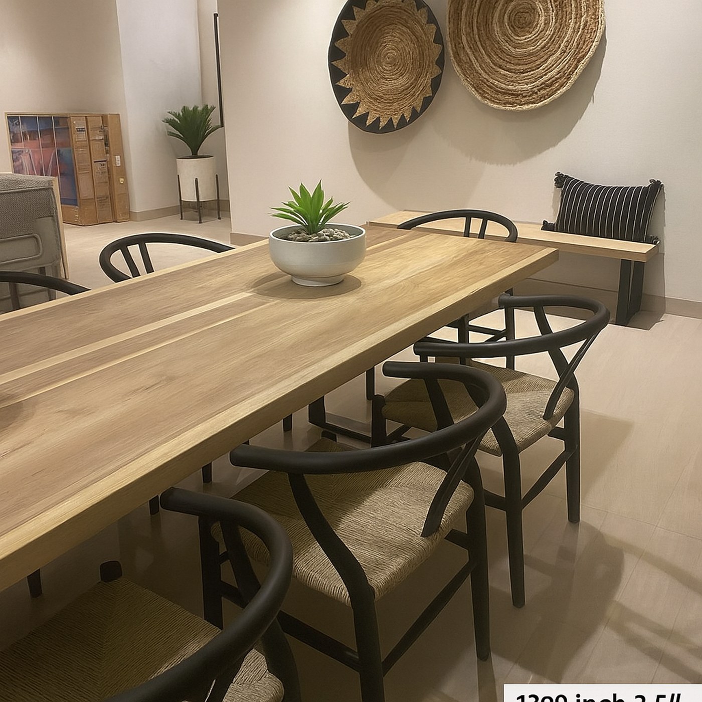 Bleached live edge table detail